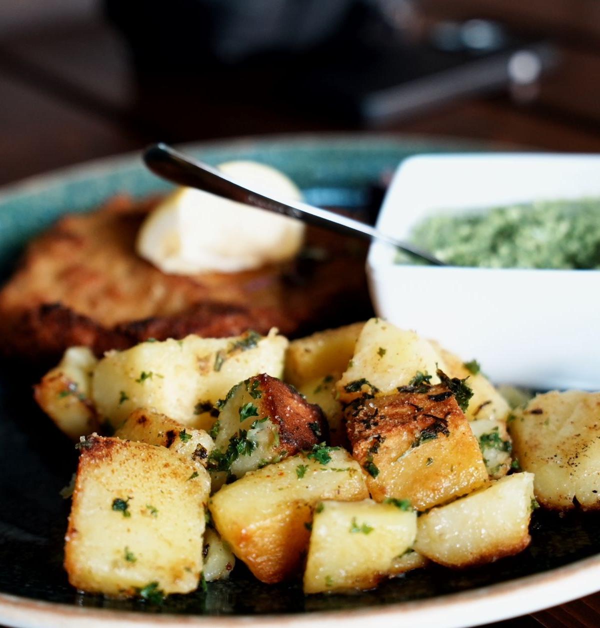 Roasted Potatoes with Pesto and Fish