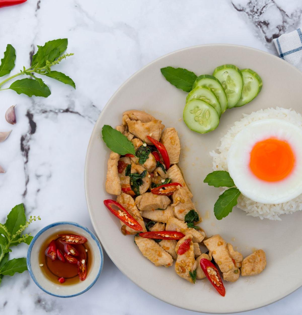 Thai Spicy Stir-Fried Pork with Chili and Herbs