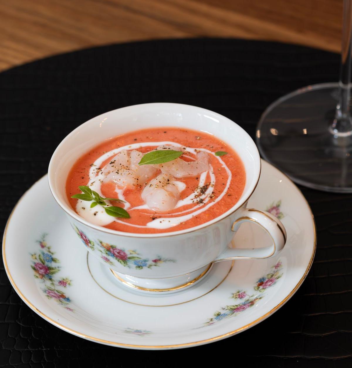 Tomato Soup with Shrimp