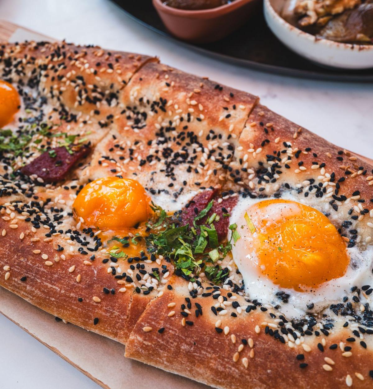 Turkish Ramadan Flatbread with Eggs and Cheese