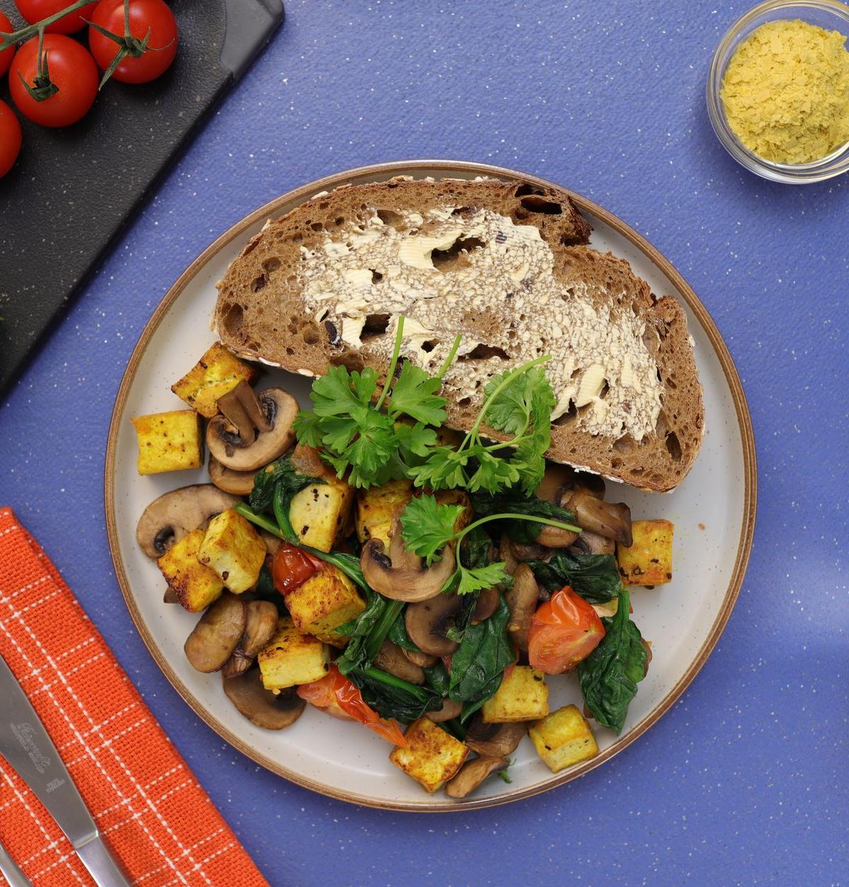 Vegetable and Mushroom Skillet with Bread