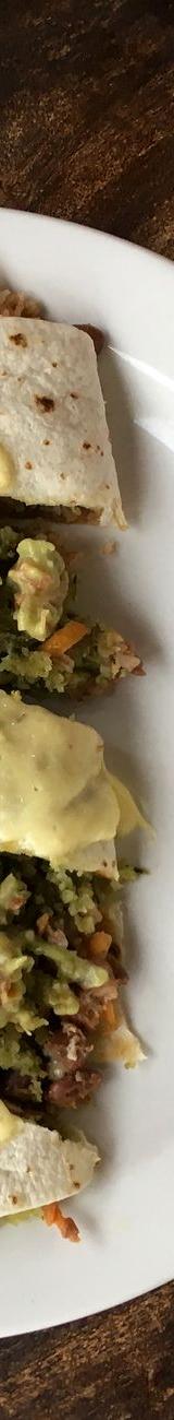 Vegetable Burrito with Guacamole and Green Sauce