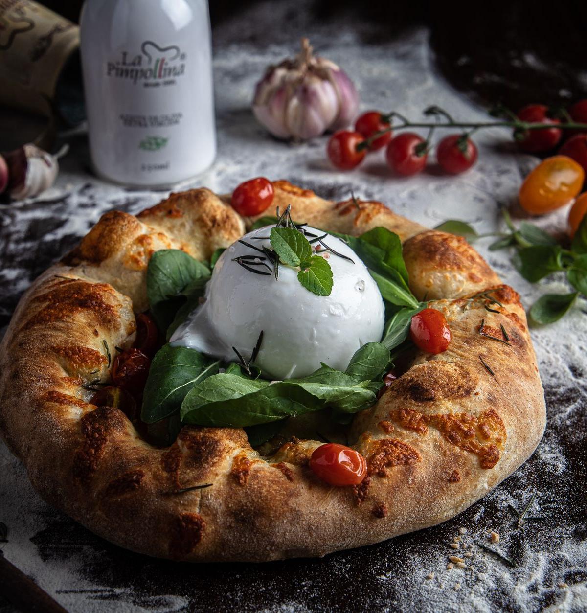 White Pizza with Burrata and Basil
