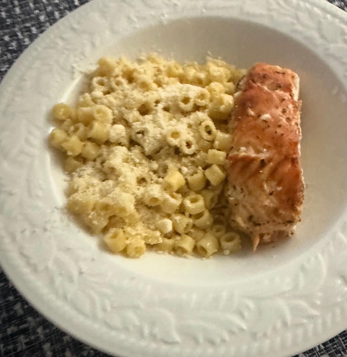 Creamy Ditalini Mac & Cheese with Pan-Seared Salmon