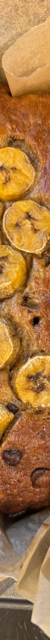 Chocolate Chip Banana Bread with Caramelized Banana Topping