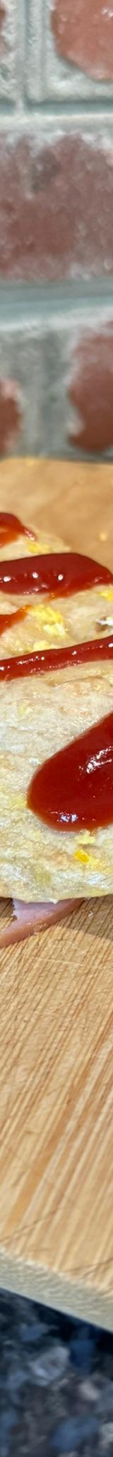 Ham, Egg & Cheese Breakfast Quesadilla with Ketchup Drizzle
