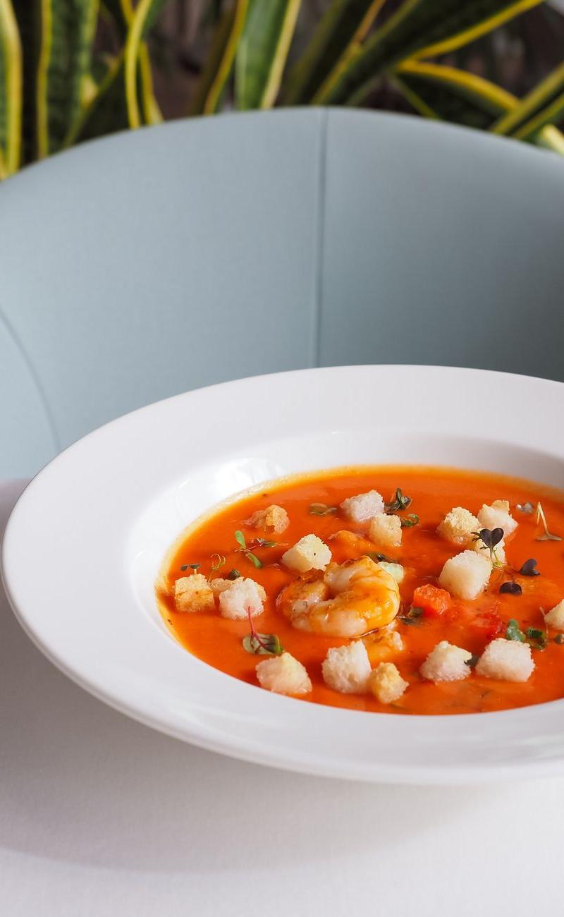 20-Min Shrimp Soup with Crispy Croutons