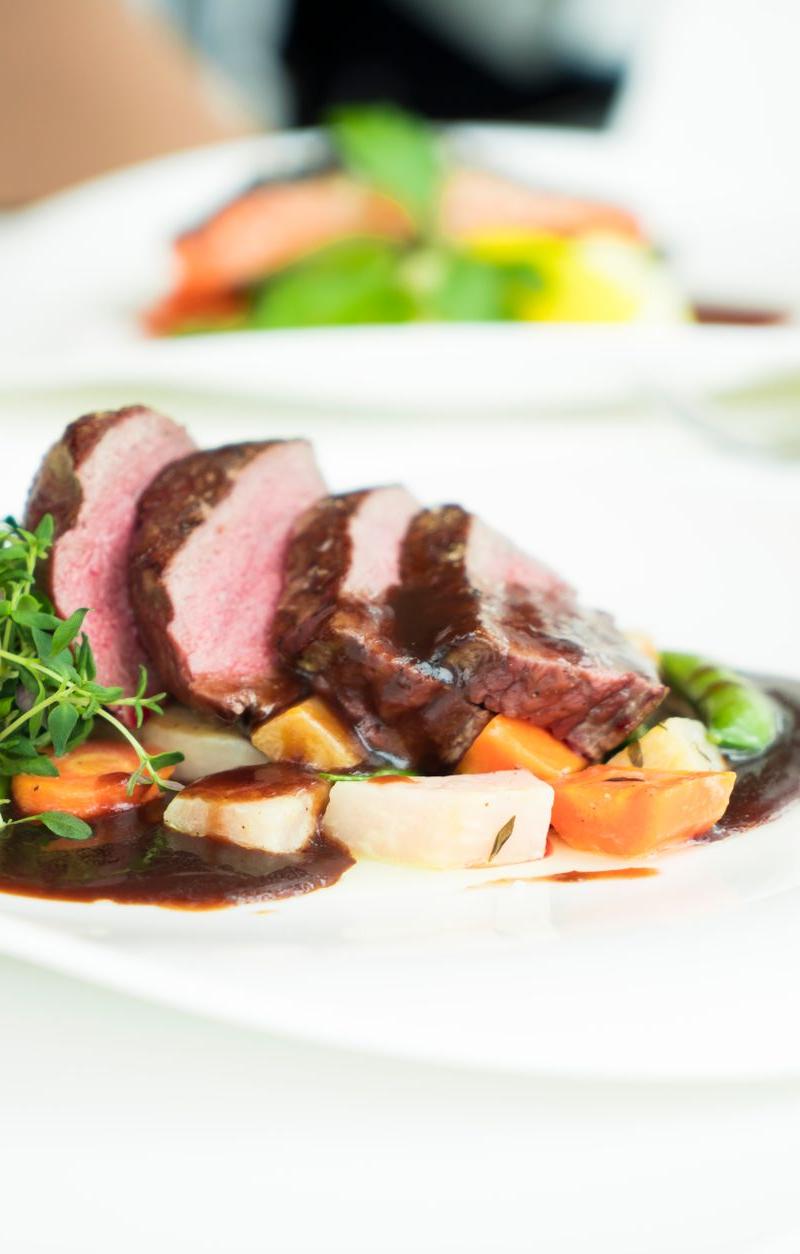 25-Min Sauerbraten with Root Veg & Cherry Tomatoes