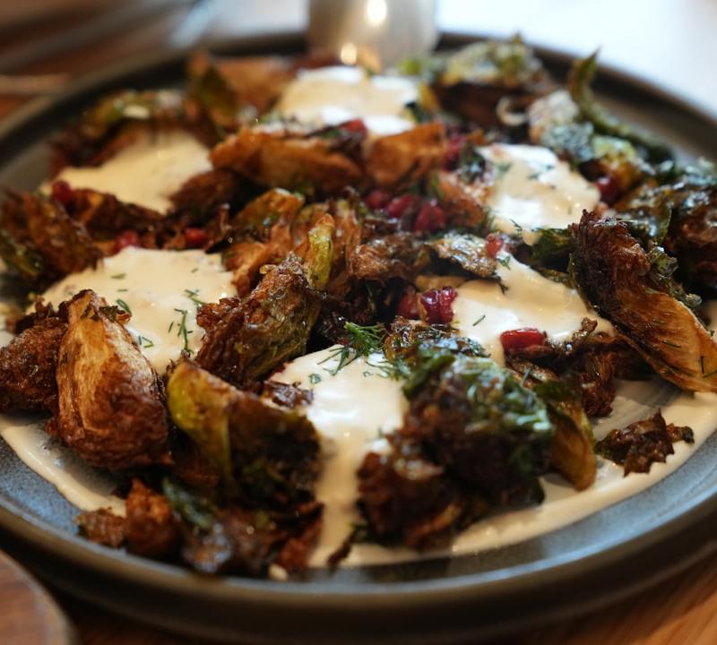 Air Fryer Brussels Sprouts with Crispy Garlic & Parmesan