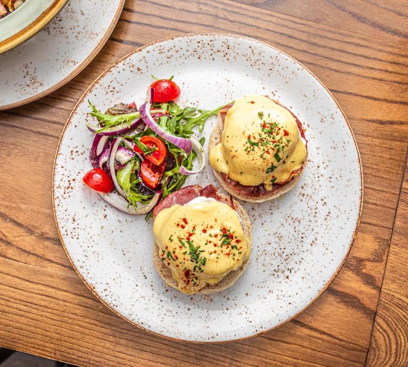 Avocado Eggs Benedict with Side Salad