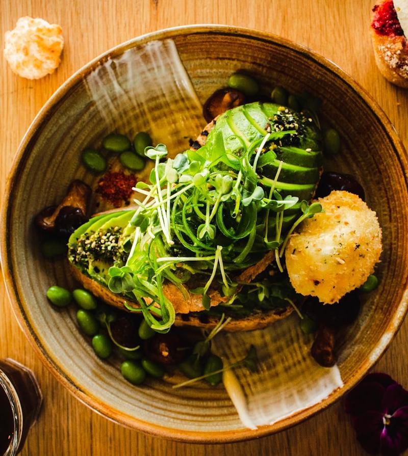 Avocado Toast with Crispy Egg & Edamame