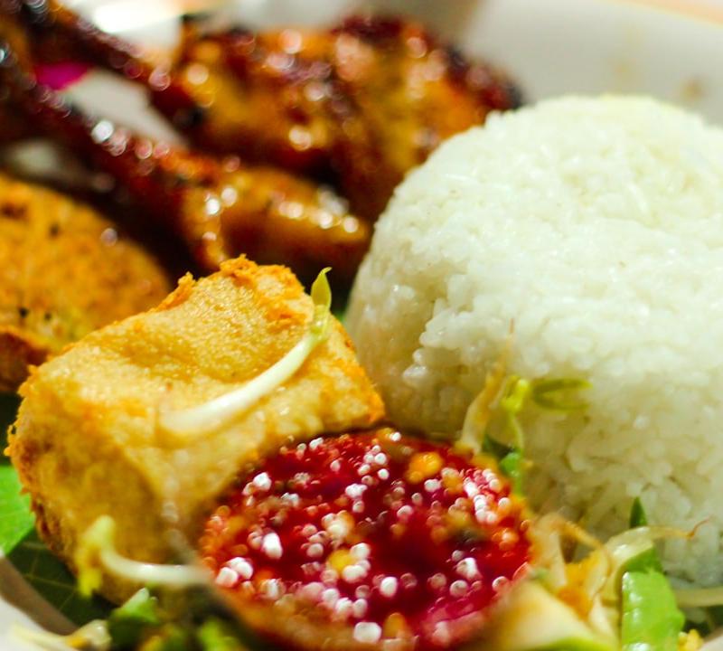Ayam Goreng Nasi Kuning — Crispy Chicken with Rice & Sambal
