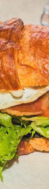 Bacon Egg & Cheese Croissant with Fruit