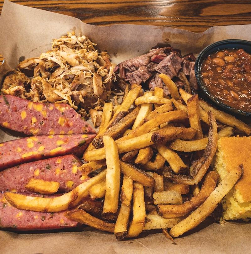 BBQ Platter: Chopped Pork, Fries & Fixins