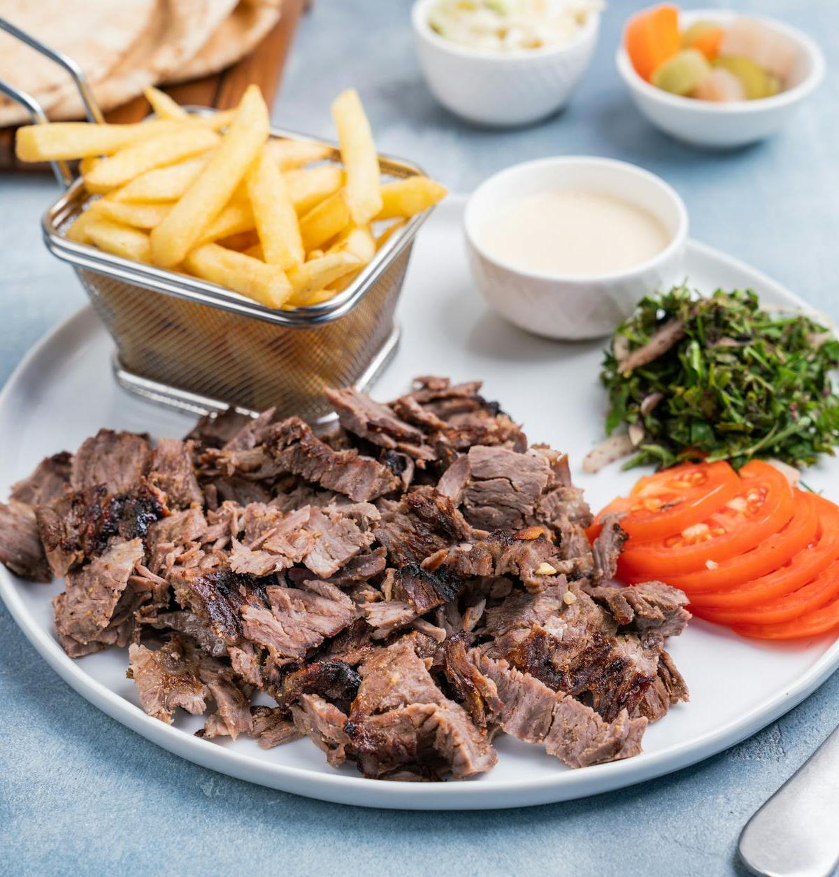 25-Min Beef Shawarma with Tahini & Fries