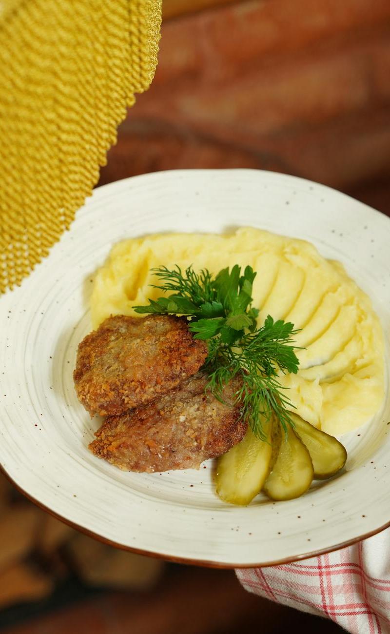 Belgian Stoemp with Crispy Meatballs & Pickles