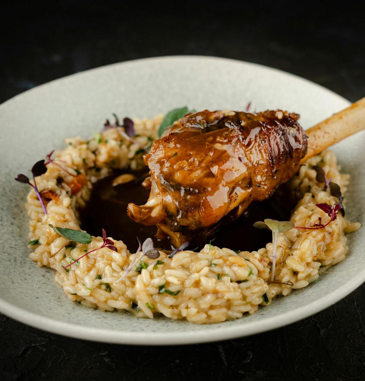30-Min Braised Beef Shank & Risotto