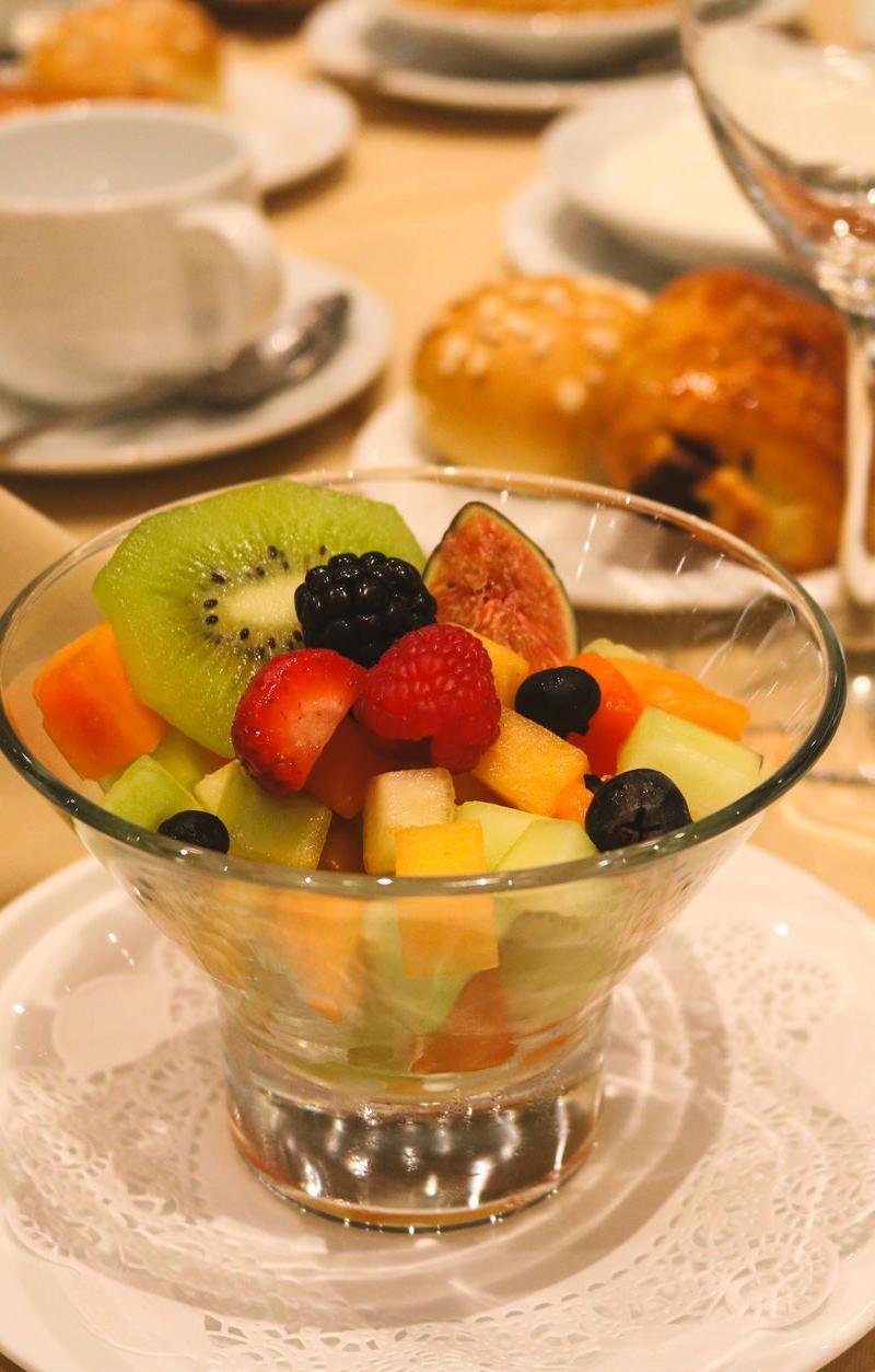 Breakfast Fruit Bowl with Warm Pastries