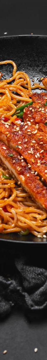 Buldak Bokkeum Myeon — Spicy Fire Noodles with Crispy Chicken