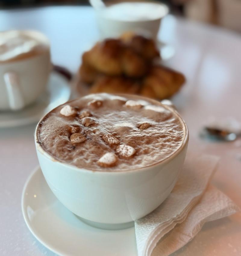 Café-Style Hot Chocolate with Croissants
