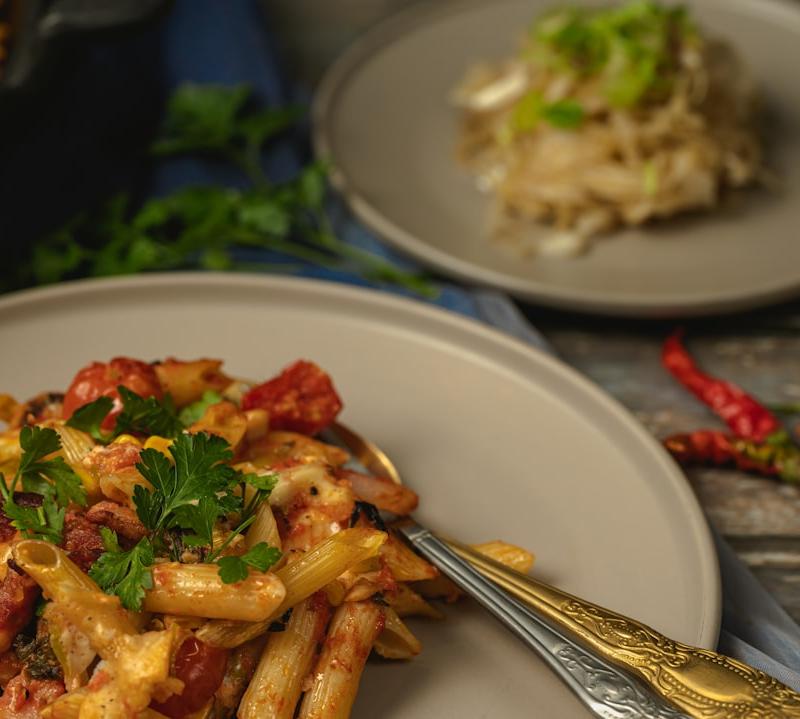20-Min Cajun Shrimp Pasta & Sauerkraut