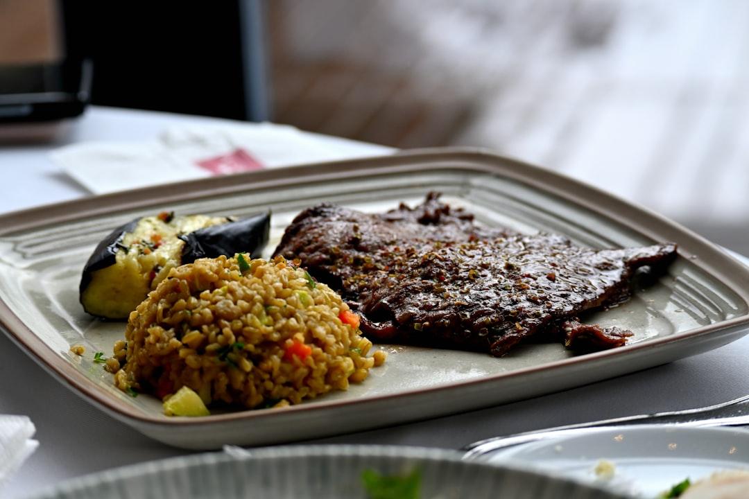 Carne Seca with Fried Rice & Grilled Eggplant