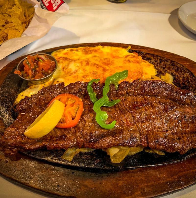 Cast Iron Steak Fajitas with Cheese & Salsa