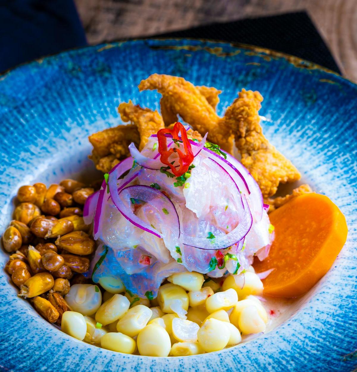 20-Min Ceviche with Crispy Squid & Corn
