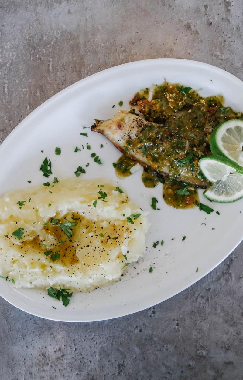 Champ & Herb-Crusted Fish with Lime
