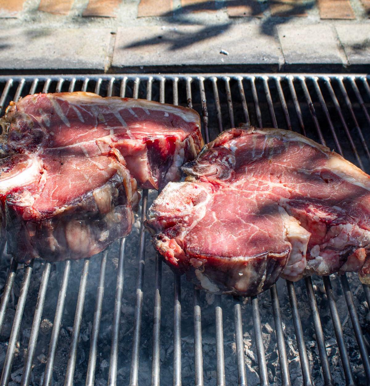 Charred Beef Chop with Garlic & Lemon