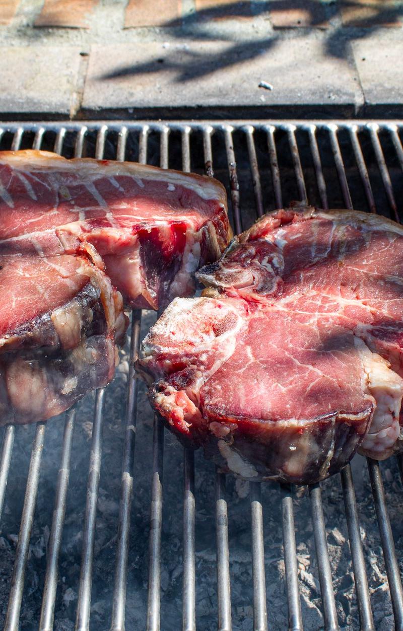 Charred Beef Chop with Garlic & Lemon