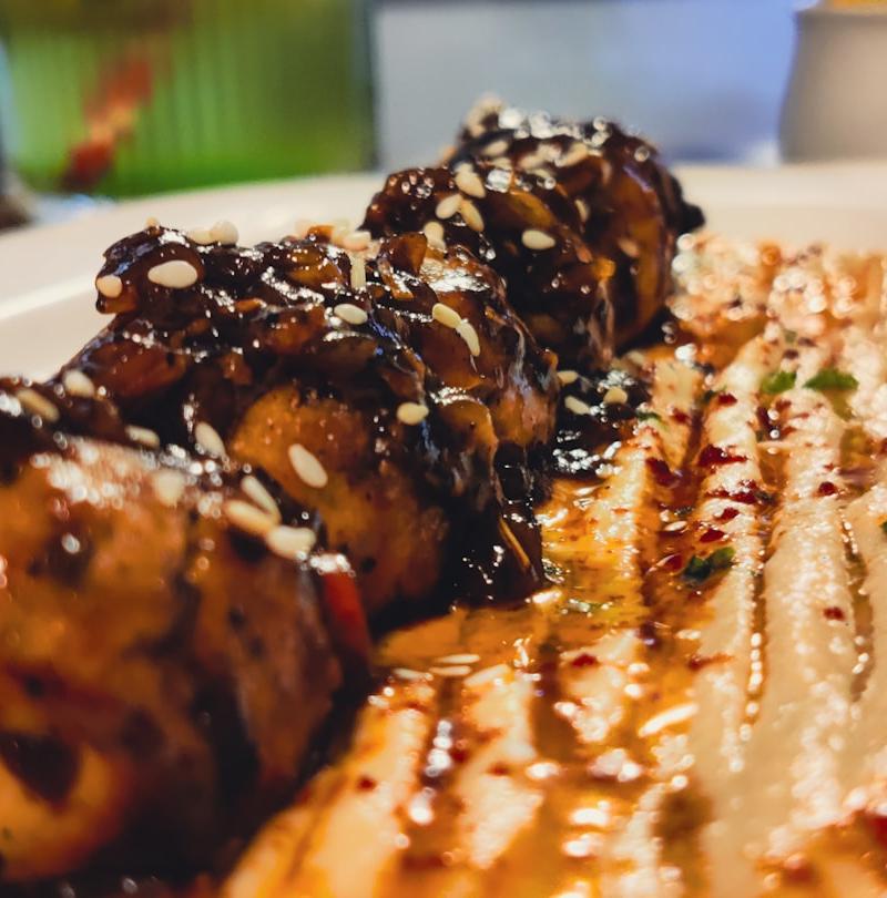 Charred Beef Kebab with Tahini & Hummus