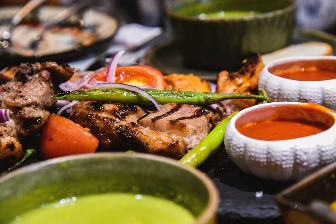 Charred Beef Kofta with Grilled Veg & Two Sauces