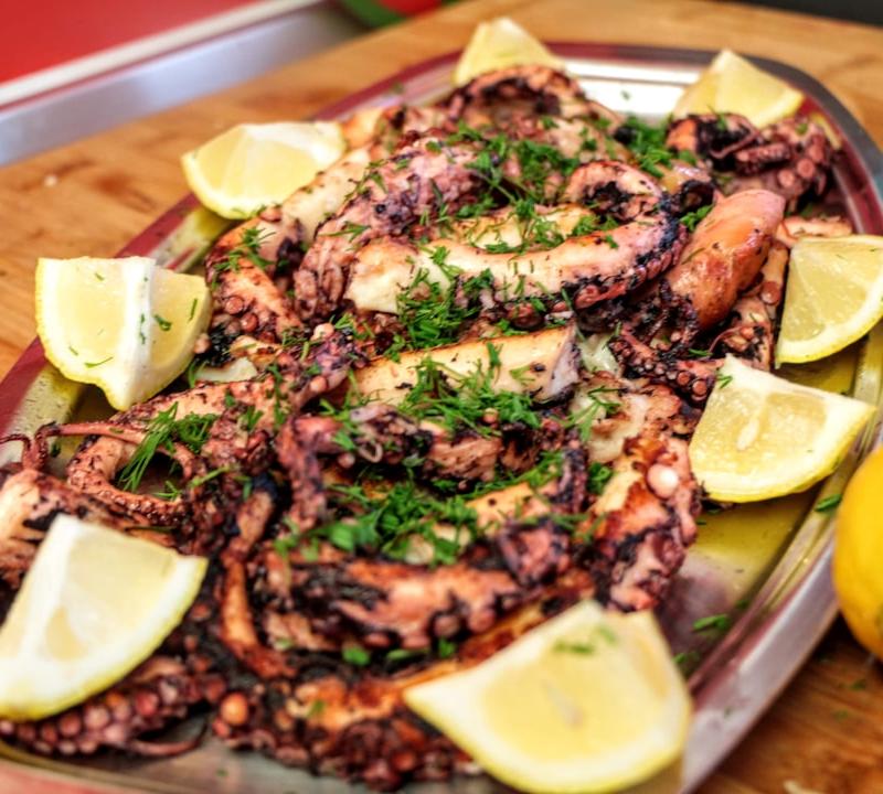 Charred Greek Grilled Octopus with Lemon
