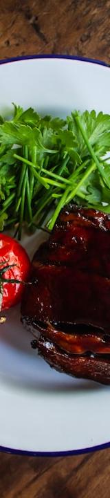 Charred Honey-Soy Pork Ribs with Crispy Tomatoes