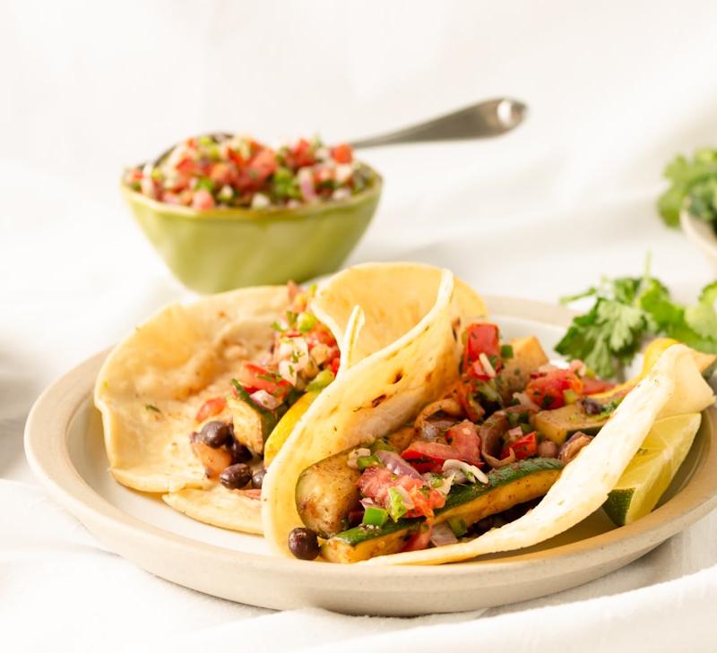 Charred Nopales Tacos with Lime Crema