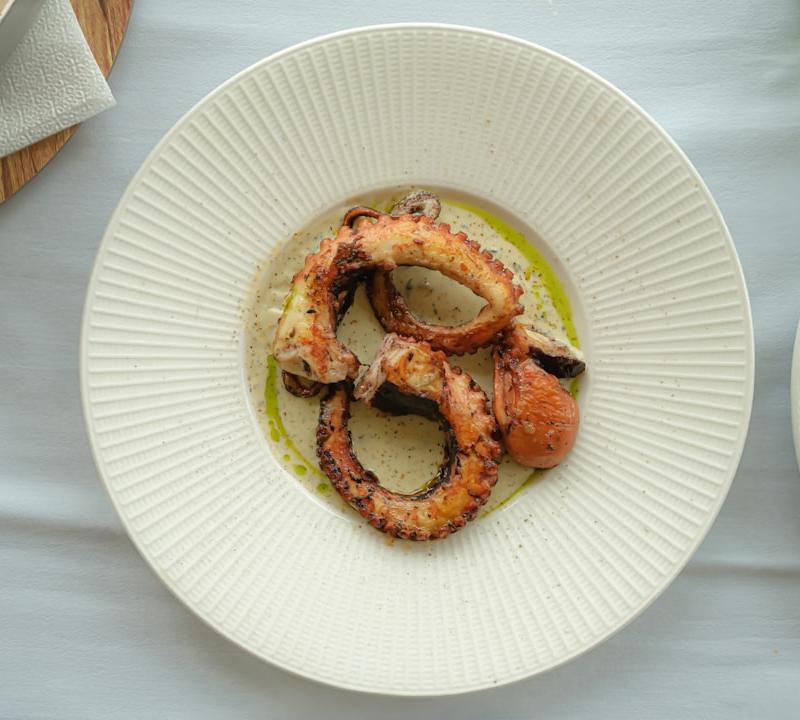 Charred Octopus with Fava & Lemon Oil
