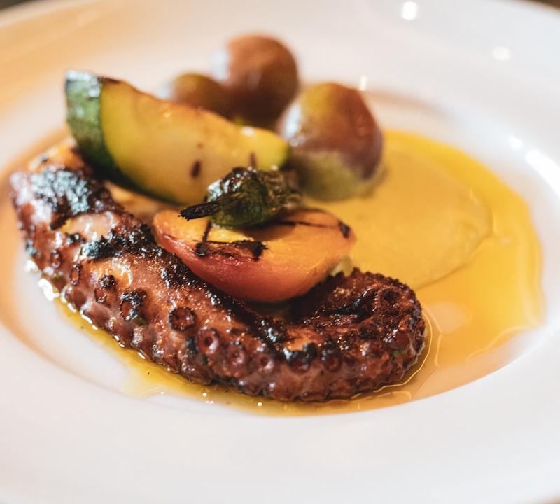 Charred Octopus with Grilled Summer Vegetables