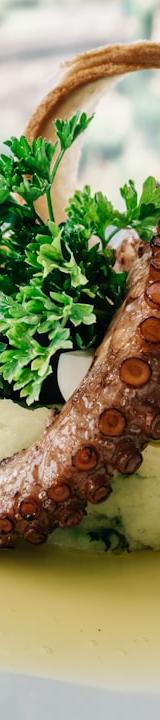 Charred Octopus with Herbed Potatoes & Olives