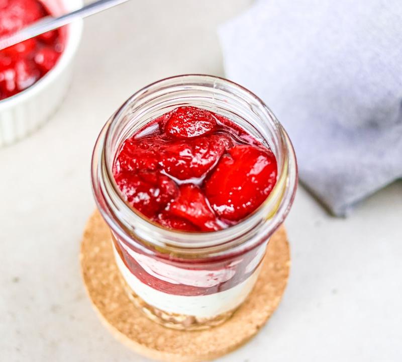 15-Minute Cheesecake Jars with Strawberry Compote
