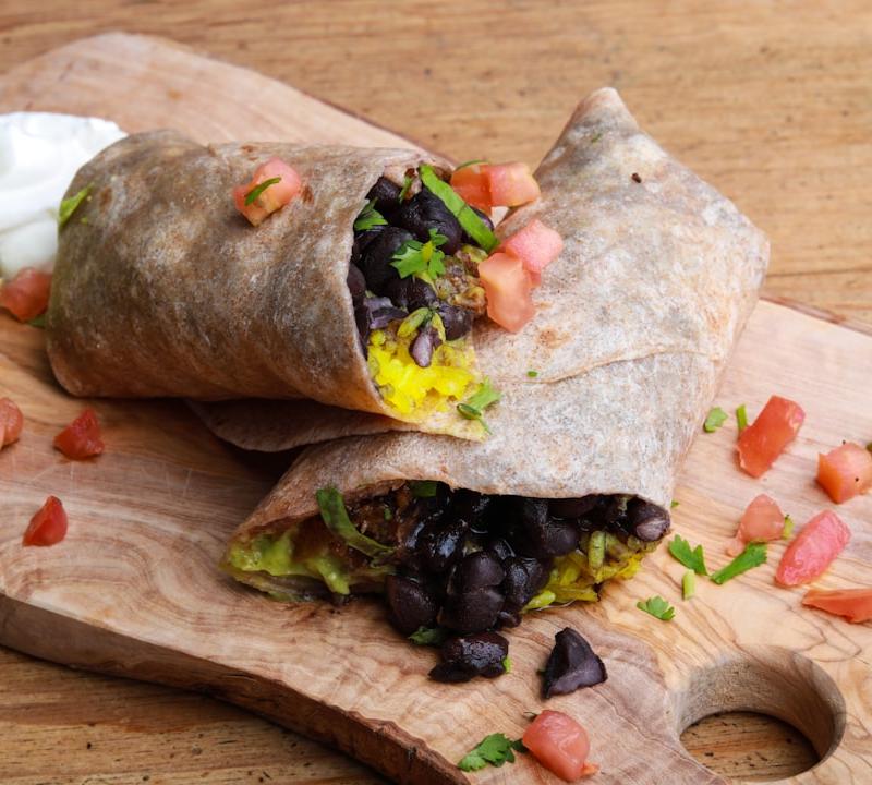 Cheesy Bean & Veggie Tortilla Roll-Ups