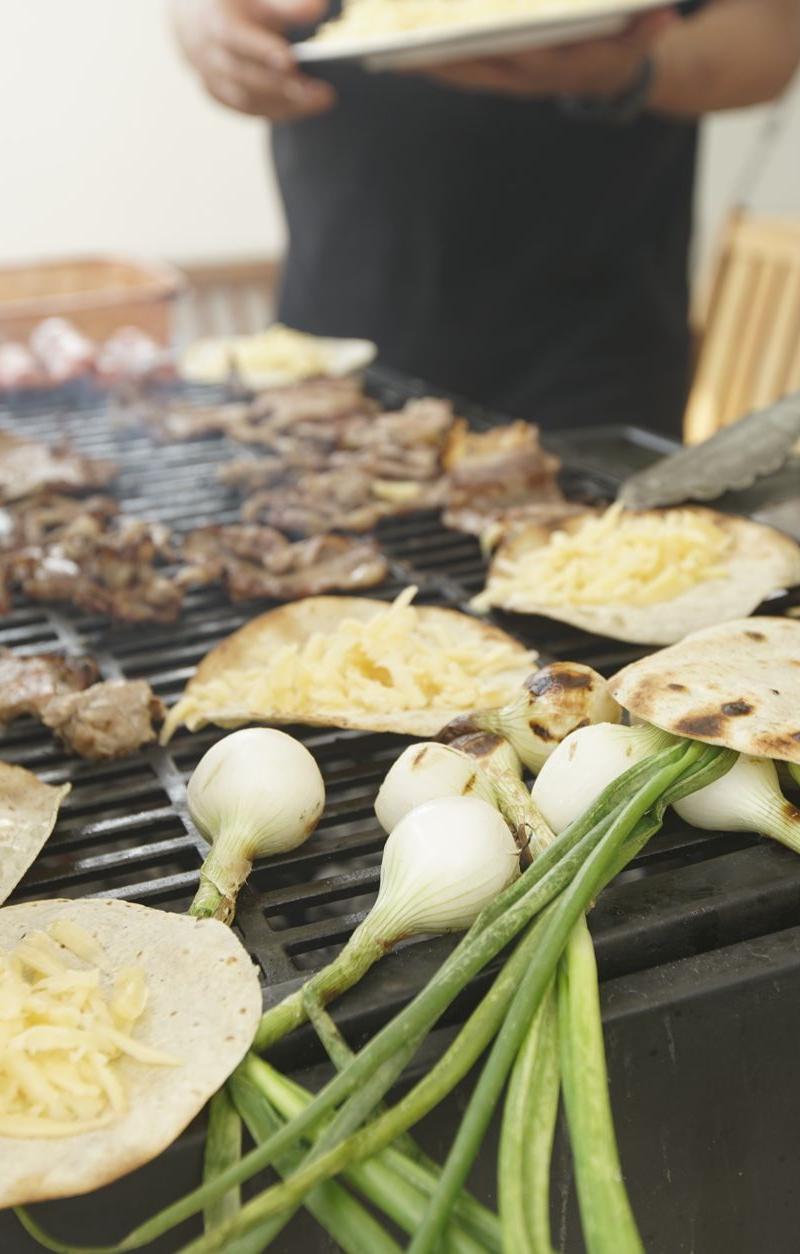Cheesy Steak Mulitas with Grilled Onions