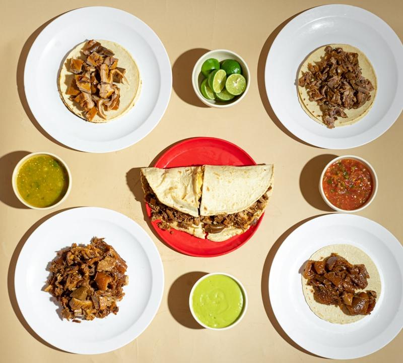 Chicharrón Tacos in Chili-Tomato Sauce