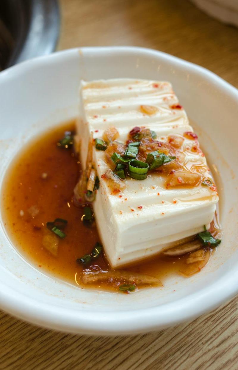Chilled Silken Tofu with Crispy Toppings