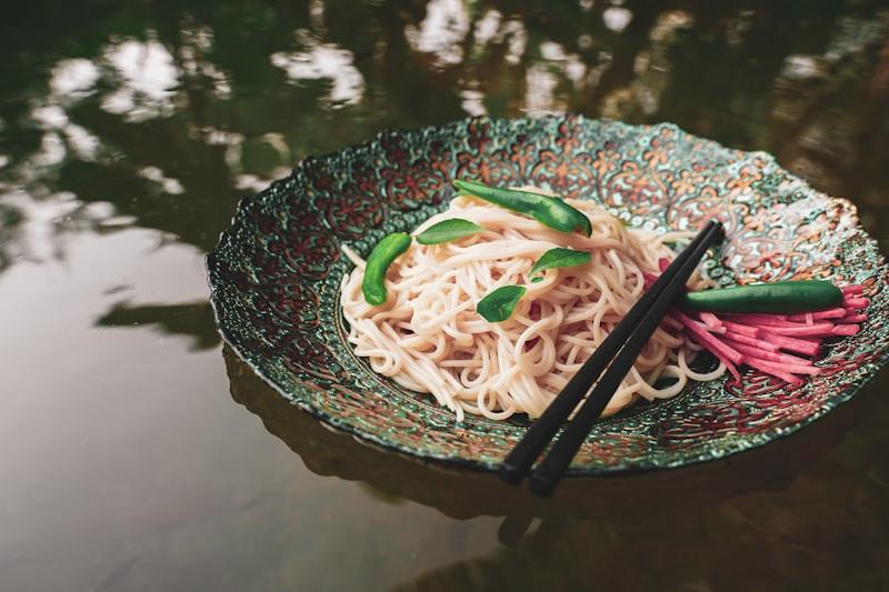 Chilled Somen with Ginger & Snap Peas