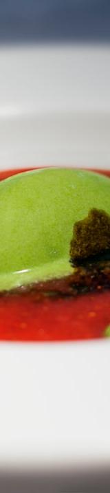Chilled Tomato Gazpacho with Basil & Olive Swirl
