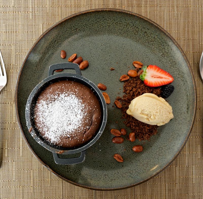 Chocolate Lava Cake with Berries & Ice Cream