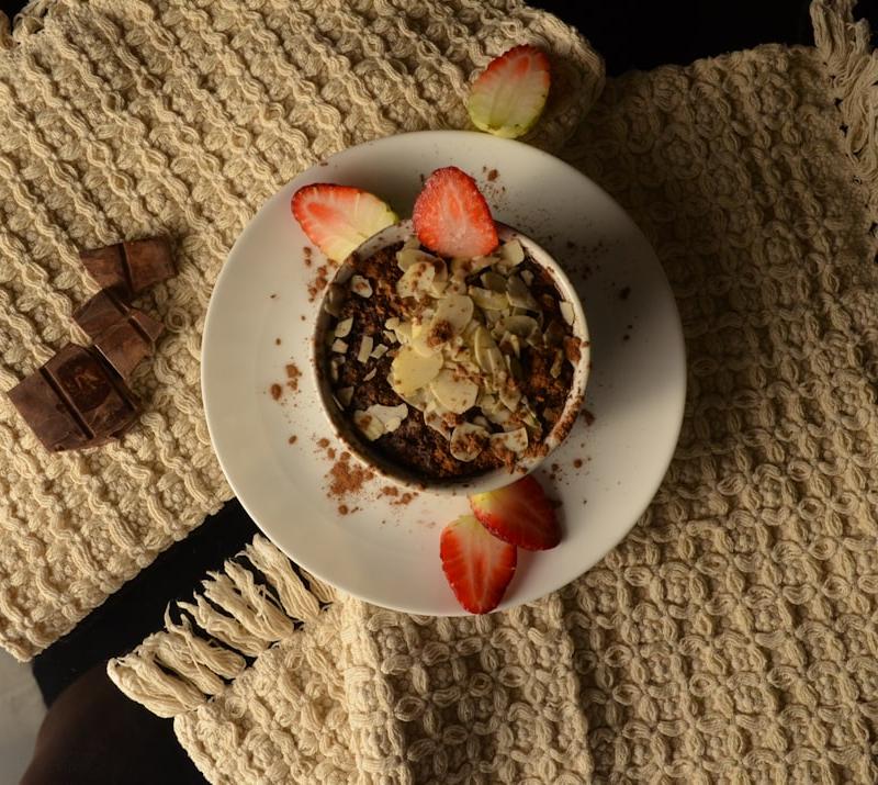 5-Min Chocolate Lava Mug Cake with Berries