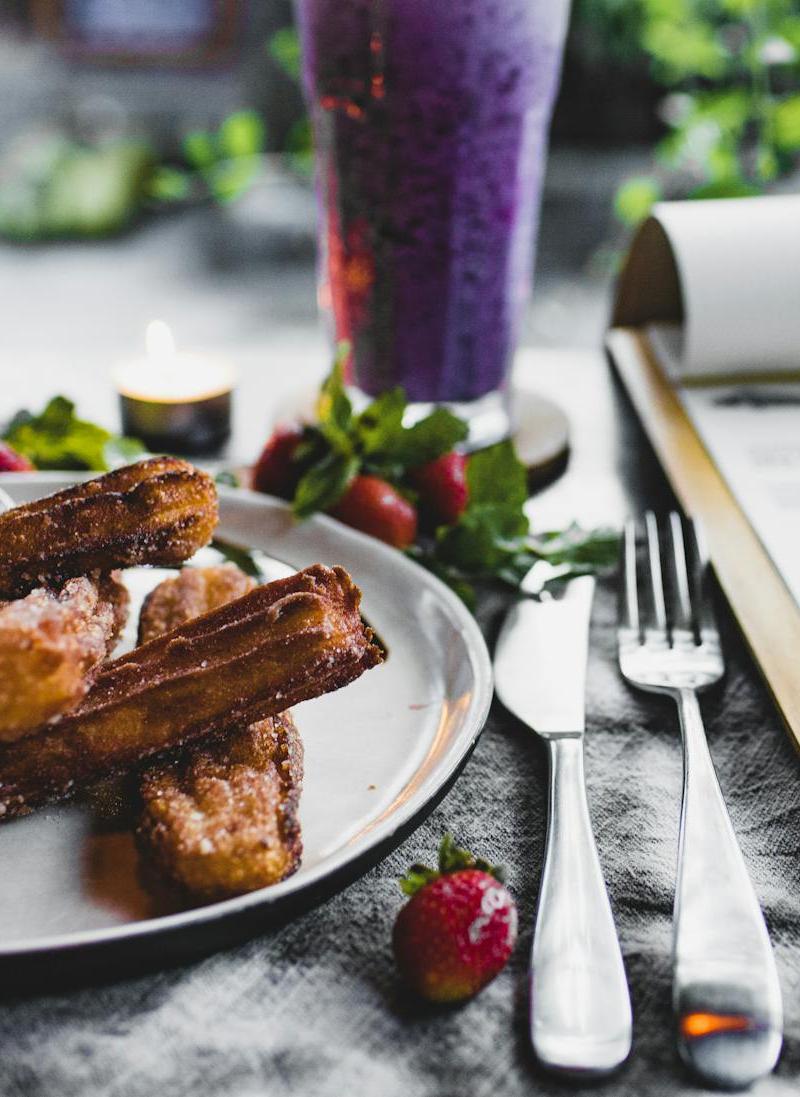 Cinnamon-Sugar Churros with Chocolate & Fruit