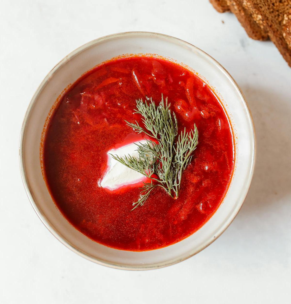 Clear Beet Soup with Rye Bread